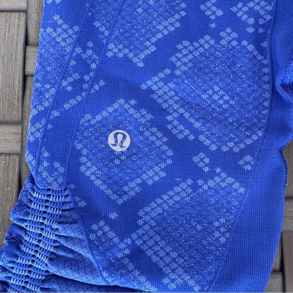 Lululemon‎ Women’s In The Flow Crop II Leggings Heathered Sapphire Blue Size 4 - Picture 3 of 5